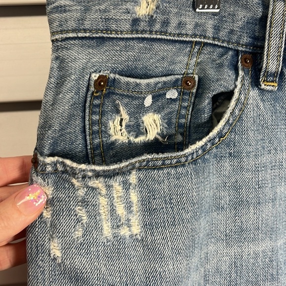 Old Navy Vintage Bootcut Embroidered Birds Distressed Button Fly Jeans Size 34 - Picture 5 of 12